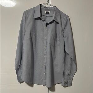Old Navy Light Blue White Dotted Cotton Lightweight Button Down Shirt, Size L